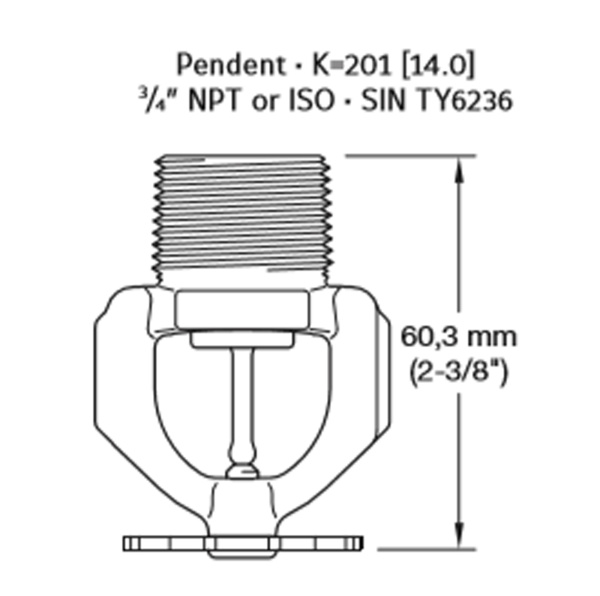 TYCO ESFR-17 (К=242) спринклер водяной специальный розеткой вниз (74 ⁰С) TYCO ESFR-17 (К=242) спринклер водяной специальный розеткой вниз (74 ⁰С)